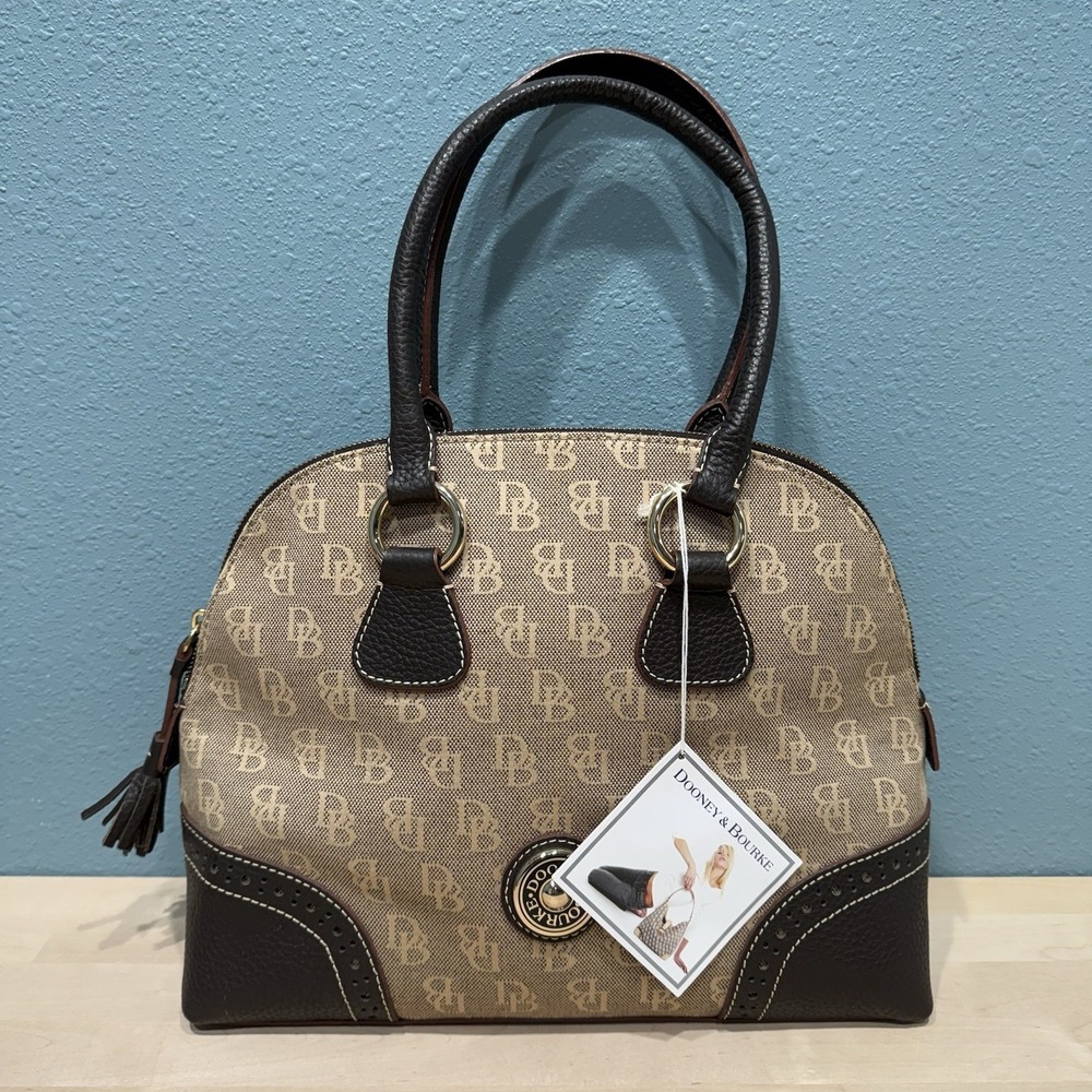 Dooney & Bourke HP785 Y8 Medium Domed Satchel Handbag Purse Mushroom New Tags